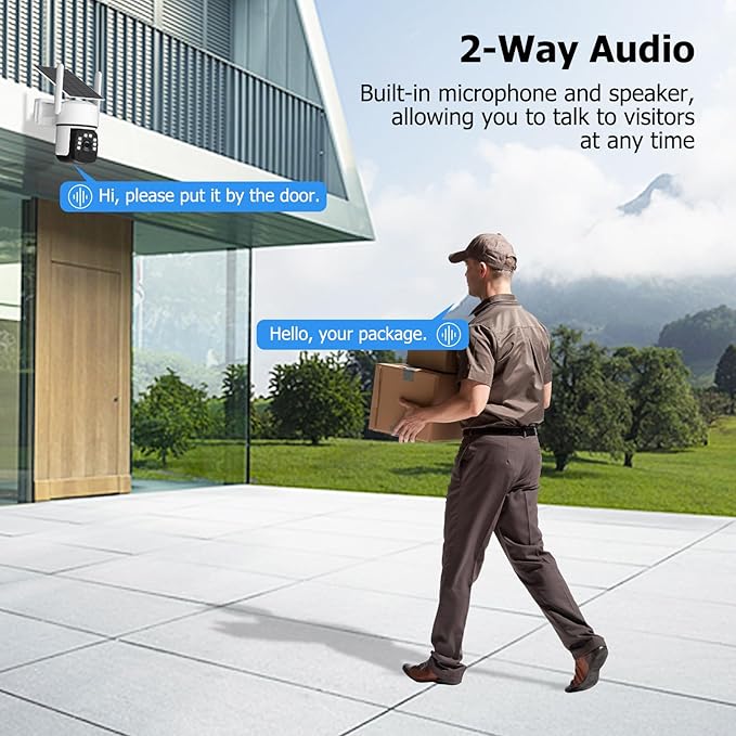 Solar Security Cameras Wireless Outdoor, 4 Cam-Kit, 4MP Home Security System with Color Night Vision, 2.4G & 5G WiFi, 360° Pa