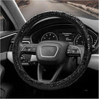 Sun Walker Leather Car Steering Wheel Cover, 15" Anti-Slip Crocodile Pattern Wheel Protector with Rose Grain, Comfortable Gri