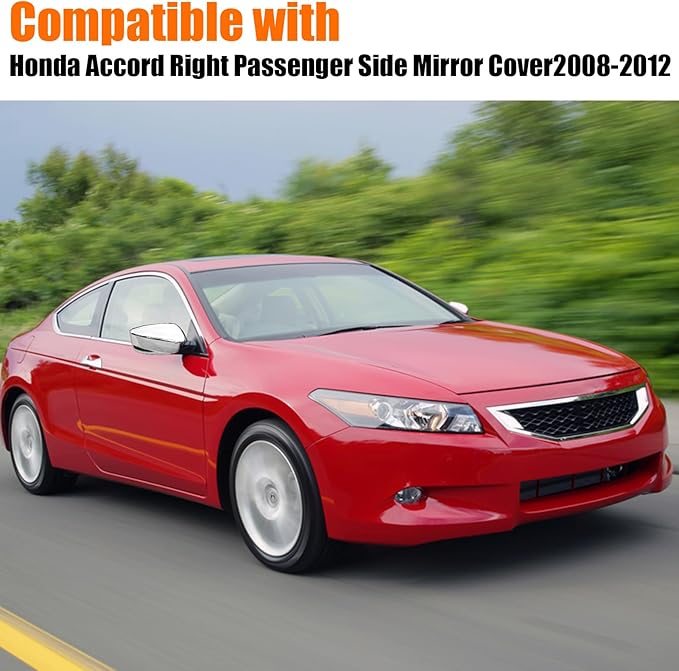 Yumzeco Compatible with Honda Accord Side Mirror Cover Trim 8th Gen 2008 2009 2010 2011 2012, Chrome Door Rearview Mirror Caps acement for Honda Accord W/O Light Hole - Right Passenger Side
