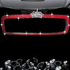 Unifizz Bling Rhinestone Rear View Mirror Cover, Car Rear View Mirror with Crystal Diamonds Bling Rhinestones Car Rear View Mirror Car Interior Trim(Red)
