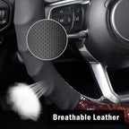 KAFEEK Wood Grain Steering Wheel Cover, Universal 15 Inch, Car Steering Wheel Protector Men Women, Comfort Finger Grips, Brea