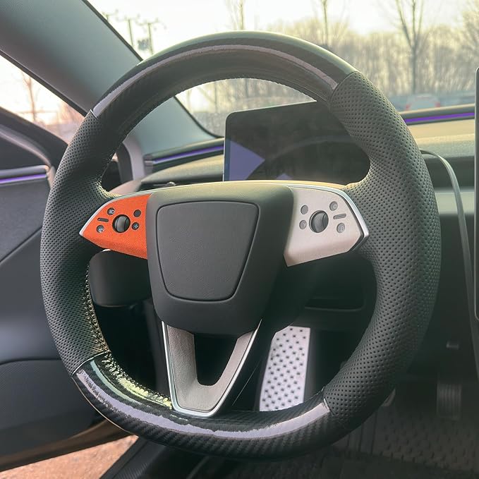 MEWANT DIY Stitching Steering Wheel Cover Wrap for Tesla Model 3 Highland 2023-2025/Model Y 2025 Highland for Tesla Model 3/Model Y Accessories(3D Style)