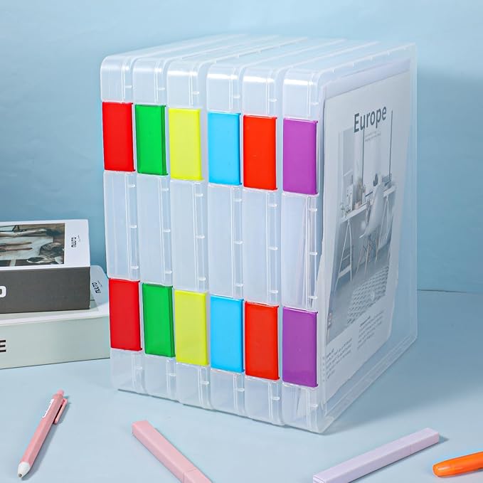 6 Pcs Clear A4 File Box Document Plastic Storage Box Paper Plastic Case Board Game Storage Containers Magazine Protector File