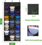 Dofilachy Hat Organizer Racks for Baseball Caps, Visible Hat Holder Rack for Wall Door with 3 Hooks, 24 Deep Pockets