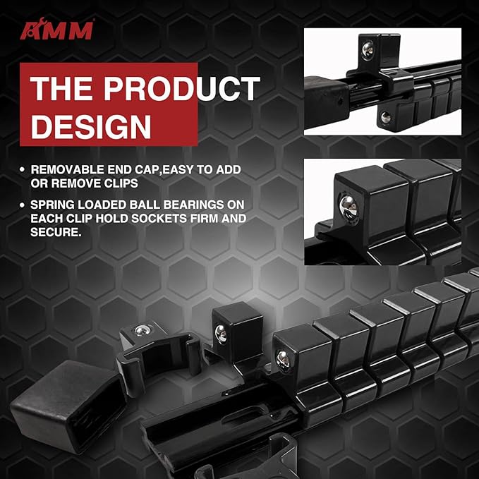 AMM 9-Piece Socket Organizer, 1/2 inch, 3/8 inch and 1/4 inch Drive ABS Tools-Black Socket Holder,Heavy Duty Socket Racks, Pr