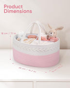 Maliton Diaper Caddy for Baby Girl-Cotton Rope Diaper Caddy, Diaper Organizer for Changing Table, Portable Baby Basket for St