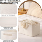 OIASKET Storage Baskets for Organizing, Woven Decorative Baskets for Shelves - Books, Towels, and Clothes, Cotton Rope Toy St