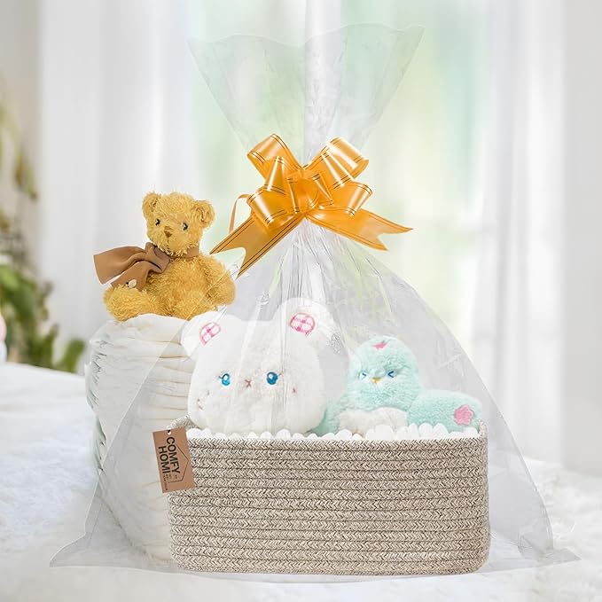 COMFY-HOMI 11.5"x7.5"x4.7" Storage Baskets for Organizing | Cotton Rope Woven Basket | Toy Storage Bin Box | Basket for Shelv