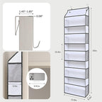 5 Tiers Ultra-thin Over Door Organizer with 10 Mesh Side Pockets, 44 lbs Weight Capacity Hanging Storage Organizer with Clear
