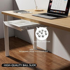 White Under Desk Sliding Pull-out Drawer with Pencil Tray and Slide Storage Tray, 17'' long & 13.5'' deep Large Organizer for