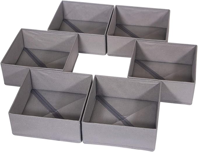DIOMMELL 6 Pack Foldable Cloth Storage Box Closet Dresser Drawer Organizer Fabric Baskets Bins Containers Divider for Clothes