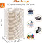 Lifewit 2 Pack Laundry Basket 80L Each, Collapsible Clothes Hamper with Reinforced Handles, Freestanding Waterproof Design fo
