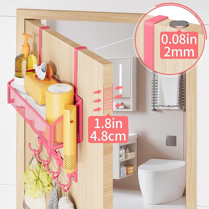 Kaiferty Over The Door Hooks Organizer, Coat Rack Over The Door Storage Hanger Towel Rack, Back of Door Storage Organizer for