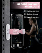 APPS2Car Gym Magnetic Phone Holder, 360 Adjustable, Compatible with 4.7-6.5" Smartphones, Alloy Base and Joint, Gym Accessories for Women, Pink