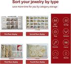 BOOVO Jewelry Boxes for Women, White and Black 6 Layer Large Jewelry Box for Necklace, Bracelet, Earrings, Rings Storage, Jew