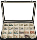 Stratalife Jewelry Tray 24 Grid Earring Organizer with Clear Lid Jewelry Holder Organizer Jewelry Organizer Box Jewelry Stora