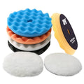 Buffing Polishing Pads, ZFE 7Pcs 5"(125mm) Waffle Foam Buffing Pads Polishing Pads Wool Pad Kit for 5Inch Backing Plate RO/DA/GA Car Polisher Boat Compounding, Polishing and Waxing