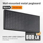 4 Pack Metal Pegboard Panels 24" x 12" Black Heavy Duty Steel Pegboard Wall Organizer, Garage Utility Tools Pegboard Storage 
