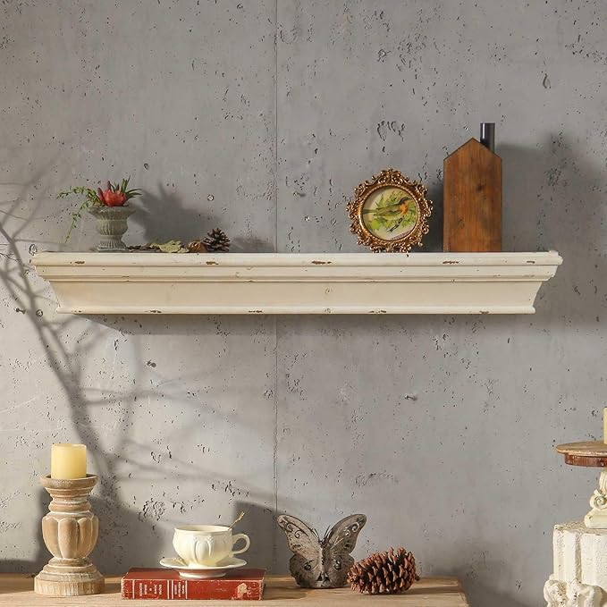 Vintage Floating Shelves,Wood Wall Shelf 3-Tier,36.3 Inch Rustic Wall Shelves, Solid Wood Mounted Decorative Shelves