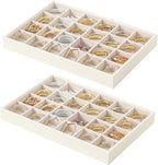 Stackable Jewelry Organizer Tray For Drawers,White Leather Small Earring Storage Tray,Bracelet And Necklace Display Box,Jewel