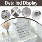 Watpot Acrylic Jewelry Box with 6 Drawers, Clear Earring Storage Organizer Display Case for Women Girls, Gray