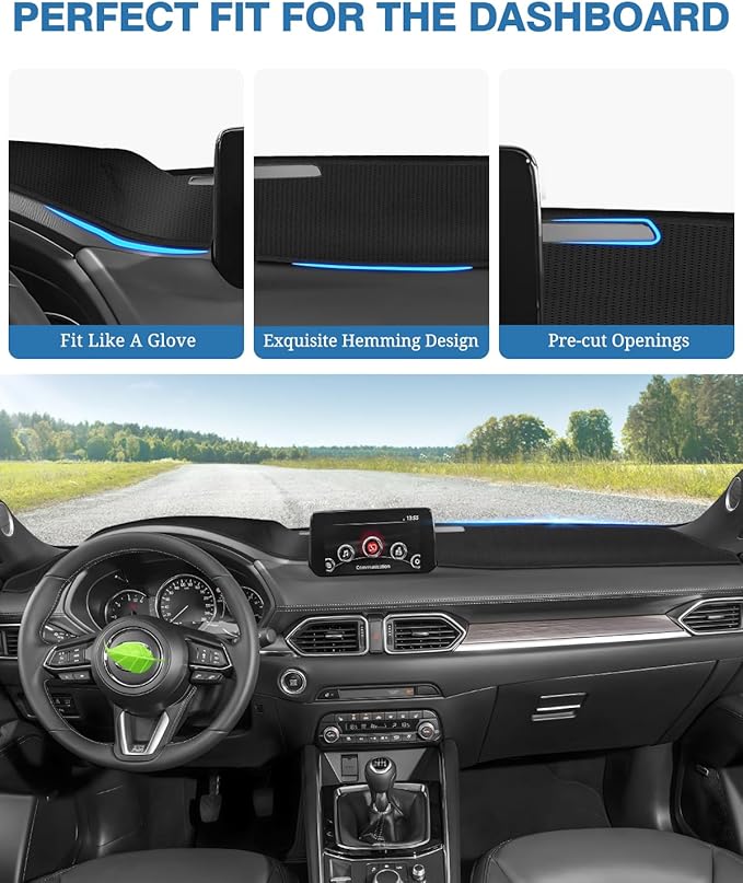 FIILINES Dash Cover for Mazda CX-5 CX5 2017-2025 (Without HUD), Dashboard Mat Cover Sunshade Nonslip Mesh Protector No Glare 