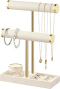 bussdis 2 Tier Bracelet Holder Display - Detachable T Bar Beige Velvet Bracelet Holder, Jewelry Holder Organizer for Bracelet