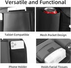 Car Backseat Organizer with Touch Screen Tablet Holder,7 Storage Pockets Protectors Kick Mats Travel Accessories for Kids-Black