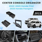 3PCS Center Console Organizer Compatible with 2023-2026 Honda Pilot 2026 Honda Passport Hidden Storage Tray Armrest Storage Tray Insert Divider Slot Box Secondary Interior Accessories