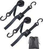 Upgraded 1'' x 8' Tie Down Straps, Cargo Roof Rack Strap Cam Buckle with Hooks, Heavy Duty Secure Strap, Black - Pack of 2
