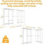 Higeego H5 Pro Heavy Duty Clothes Rack Wardrobe Closet for Hanging Clothes, Freestanding Garment Rack with Expandable Hanger 