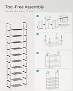 SONGMICS Shoe Rack, 10-Tier Shoe Organizer, Metal Storage Shelf, Upright or Upside Down, for 11-22 Pairs, for Entryway, 11.8 