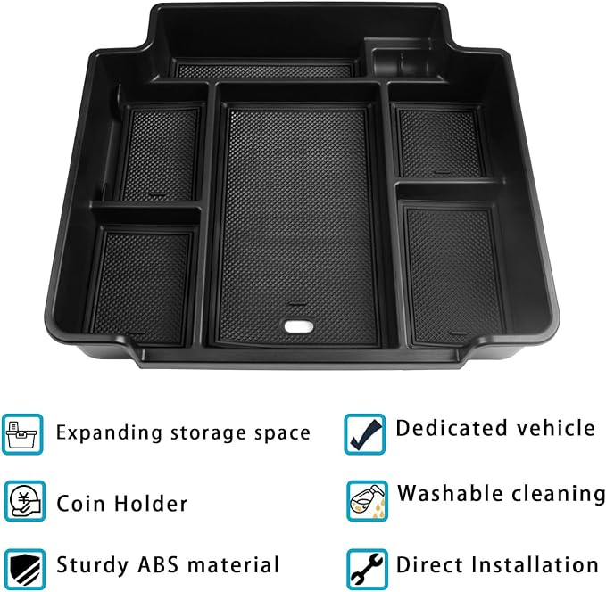 EDBETOS Full Size Center Console Organizer Tray Compatible with 2021-2026 Chevy Tahoe/Suburban and 2021-2024 GMC Yukon, Fit Standard Console with Charging Socket Only, NOT for Power Sliding Console.