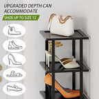 Vertical Tall Shoe Rack Organizer for Entryway -12 Tier Free Standing Slim Narrow Bamboo Wood Corner Stackable Shoe Boots Sto