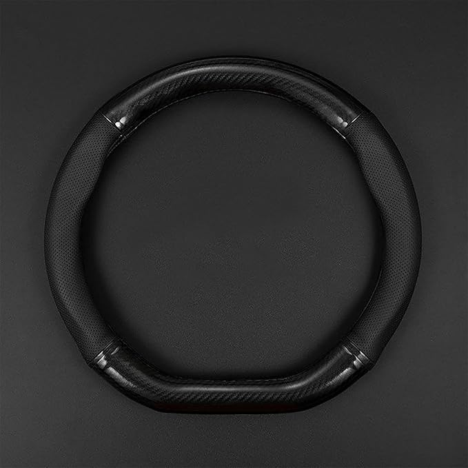 gunhunt 1 PC Car Breathable Steering Wheel Cover, Carbon Fiber Non-Slip Steering Wheel Protector, Wear -Resistant Steering Wheel Sleeve, Four Seasons Universal Steering Wheel Set (D -Shaped)