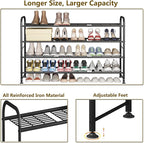 LINZINAR Shoe Rack Long 4 Tier Shoe Storage Organizer Metal Wide Shoe Shelf for Closet Entryway Bedroom 24 Paris Large Capaci