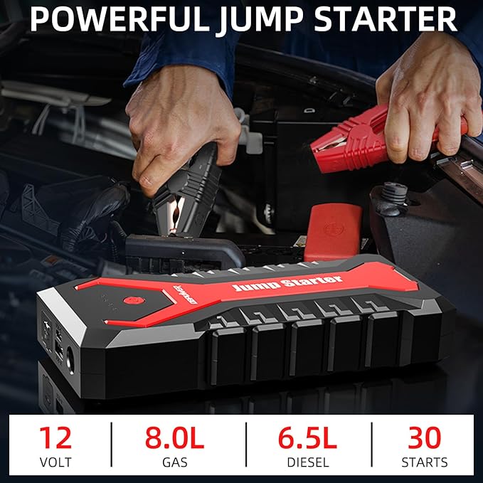 DBPOWER 5000A/80.66Wh Portable Car Jump Starter (UP to 8.0L Gas/6.5L Diesel Engines) 12V Auto Lithium-Ion Battery Booster