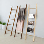 Solid Wood Decorative Ladder - Leaning Blanket Rack for Home Decor Cherry