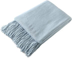 Homiest Decorative Knitted Throw Blanket with Fringe, Lightweight Acrylic Knit Blanket, Soft & Cozy Tassel Blanket for Couch 