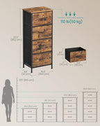 SONGMICS Dresser for Bedroom, Chest of Drawers, Steel, MDF, 4 Non-Woven Fabric Drawers, Storage Organizer Unit, Closet, Entry
