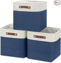 HNZIGE Baskets Fabric Storage Cubes Bins Baskets(3 Pack) Storage Baskets Cube for Shelf, Large Collapsible Organizer Closet B