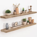 Floating Shelves Reclaimed Barnwood, 8" Deep Solid Wood Floating Shelf Wall Hanging Shelves with Invisible Heavy-Duty Metal B