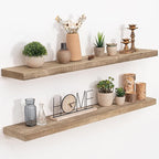 Floating Shelves Reclaimed Barnwood, 8" Deep Solid Wood Floating Shelf Wall Hanging Shelves with Invisible Heavy-Duty Metal B