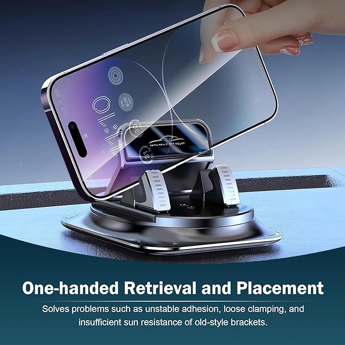 360 Degree Phone Holder Rotating Car, Dashboard Cell Phone Holder, Non-Slip Navigation Bracket, Universal for Most Cars (Black)