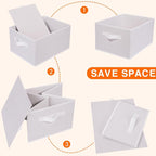JAKAGO Fabric Storage Bins set of 4 Rectangle Storage Baskets with Handle Foldable Closet Organizer for Clothes Towel bedding