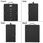 AKOZLIN Large 6-Tier Jewelry Box Lockable Leather Jewelry Storage Case with 5 Drawers for Women Girls Ring Necklace Earring B