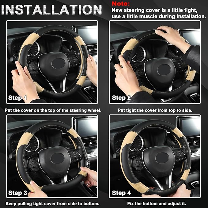 GIANT PANDA Customized Auto Steering Wheel Cover for Subaru Forester, Car Steering Wheel Cover for Subaru Outback and Crosstr