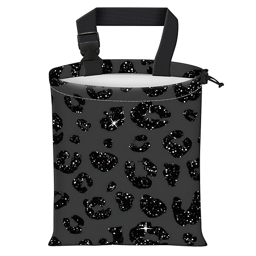 Car Trash Bag Large Hanging Can for Back of Seat, Cute Waterproof Car Garbage Bag for Vehicle, Travelling, Outdoor Cute Glitter Black Leopard