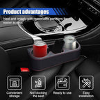 Car Cup Holder, Auto Front Seat Organizer, Multifunctional Cup Drink Holders with PU Leather Cover, Gap Filler Storage Box Coin Bucket Console Side Pocket Cell Mobile Phone Holder (Black)