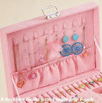 QBestry 3-Layer Jewelry Box for Girls & Teens with Lock and Key, Large Jewelry Organizer with 8 Necklace Hooks & 56 Earring H